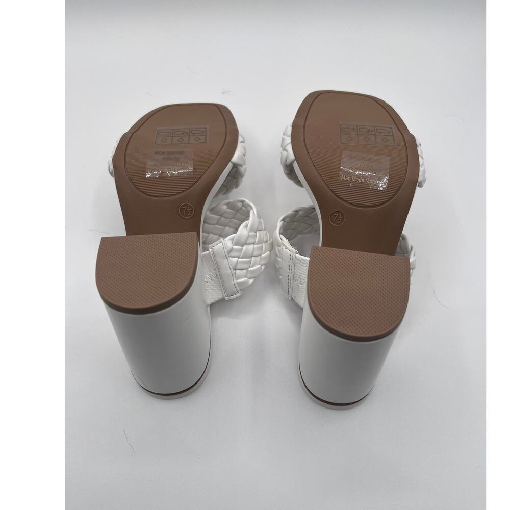 Journee Collection White Braided Chunky Heel Sandals - Picture 10 of 12
